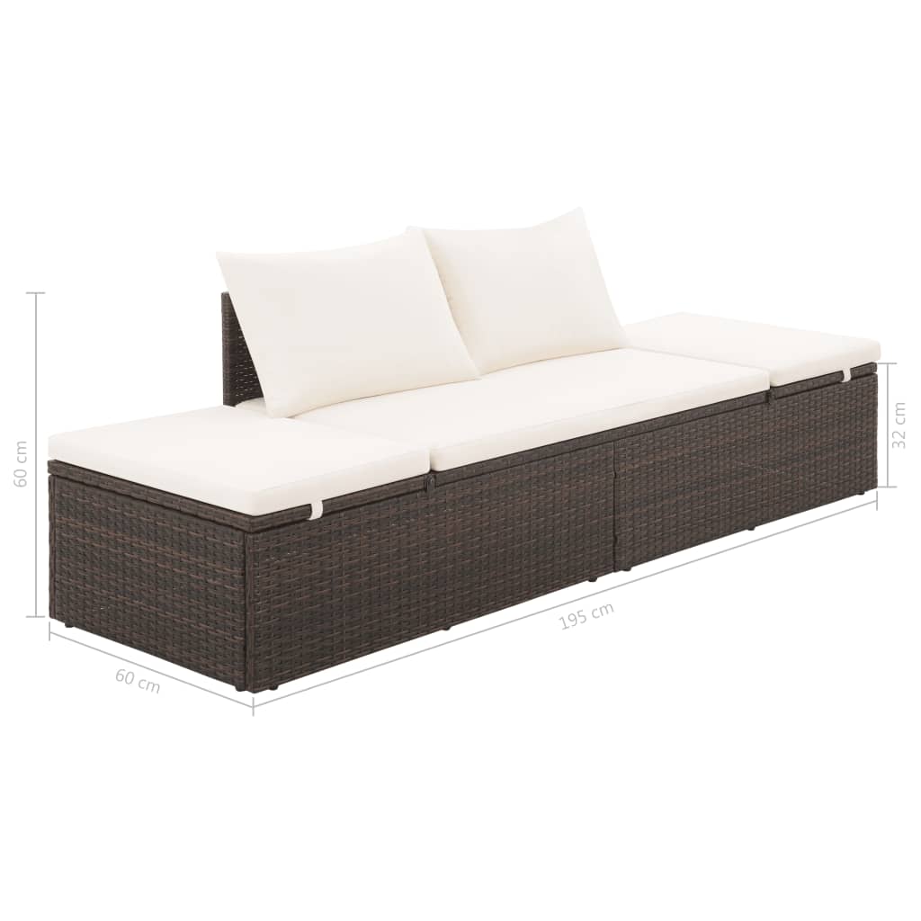 Tuinbed 195X60 Cm Poly Rattan Bruin