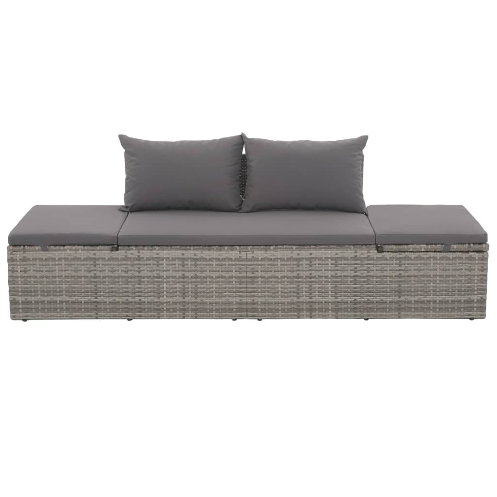 Tuinbed 195X60 Cm Poly Rattan Grijs