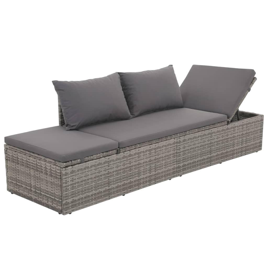 Tuinbed 195X60 Cm Poly Rattan Grijs