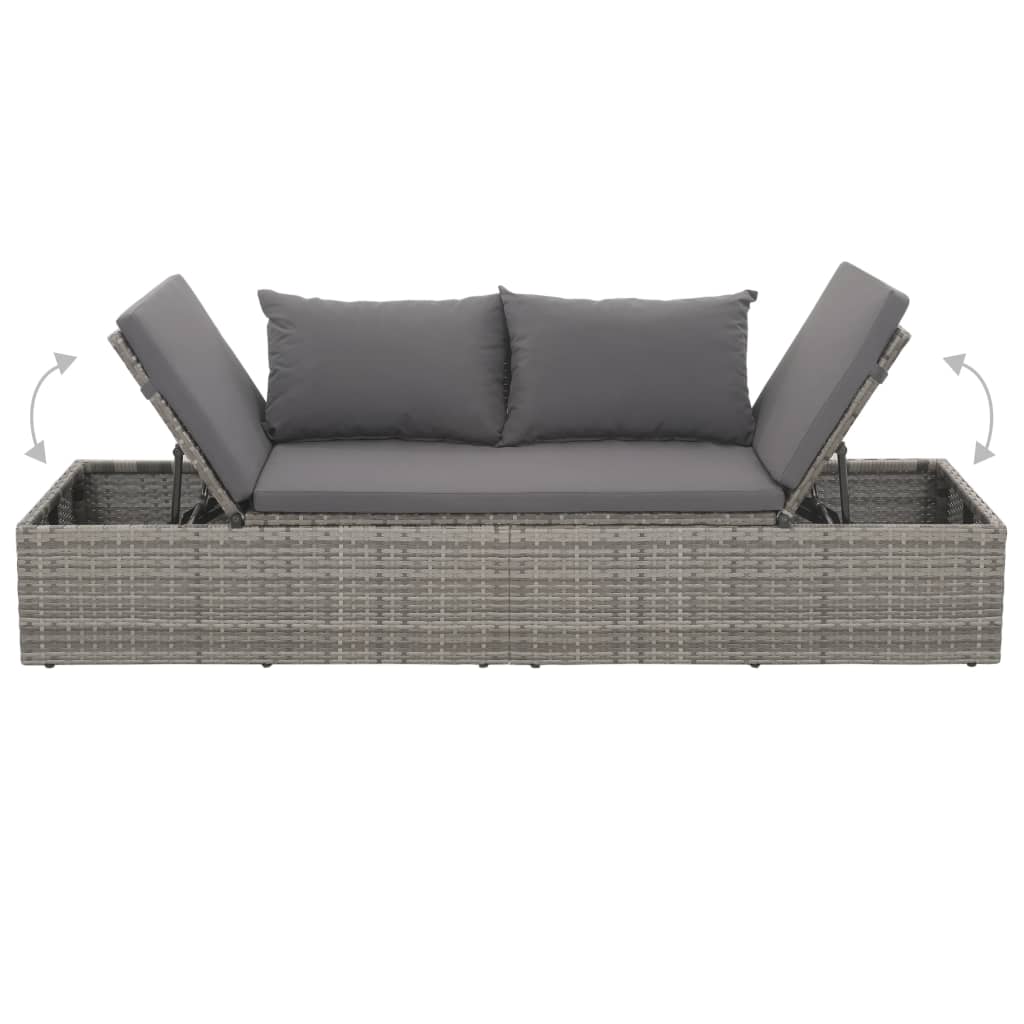 Tuinbed 195X60 Cm Poly Rattan Grijs