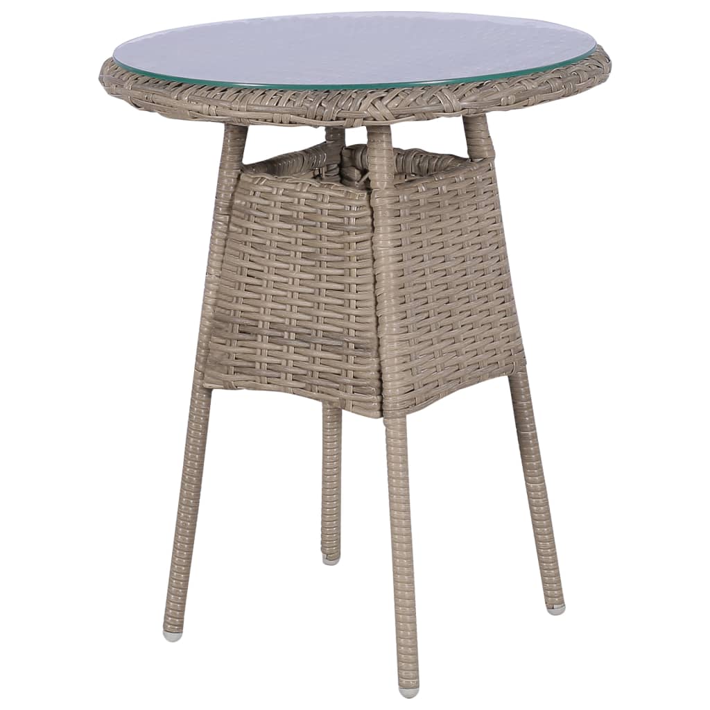 -Delige Bistroset Poly Rattan Bruin met kussens