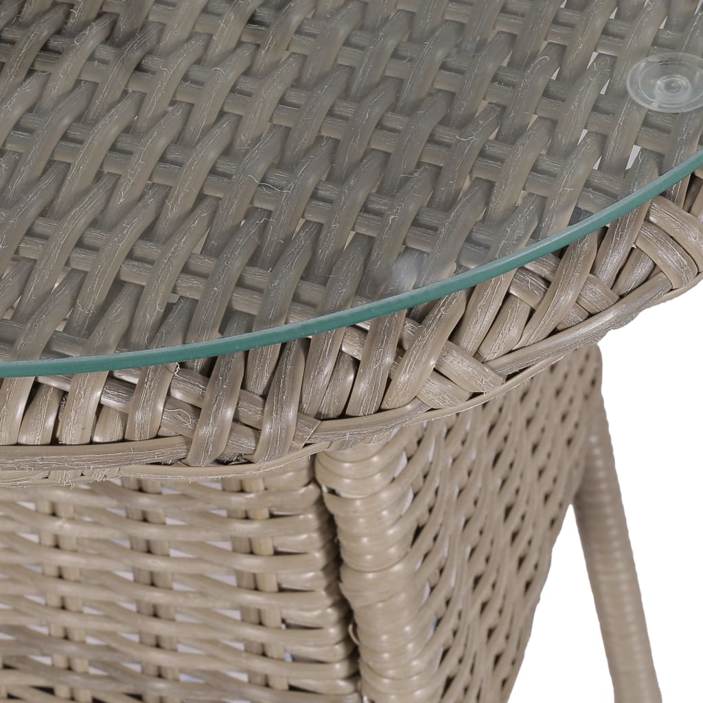 -Delige Bistroset Poly Rattan Bruin met kussens