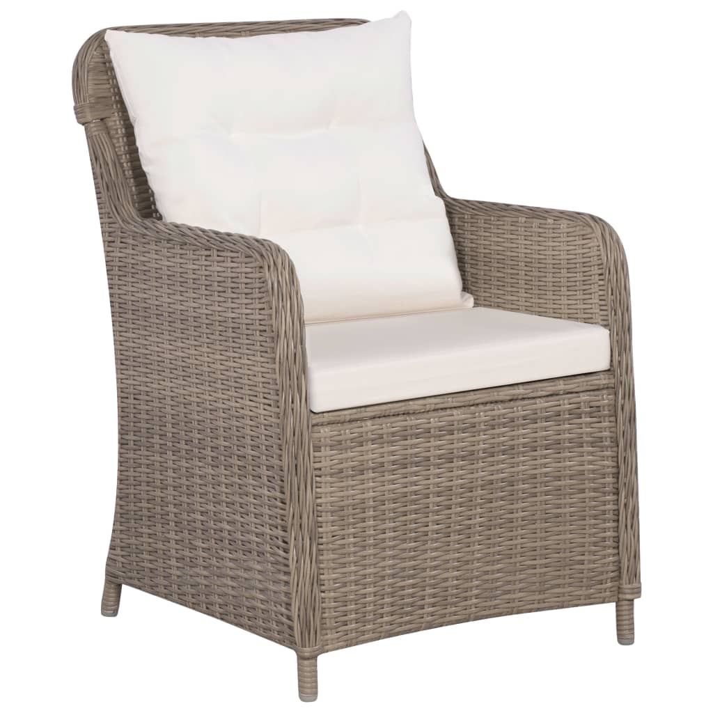 -Delige Bistroset Poly Rattan Bruin met kussens