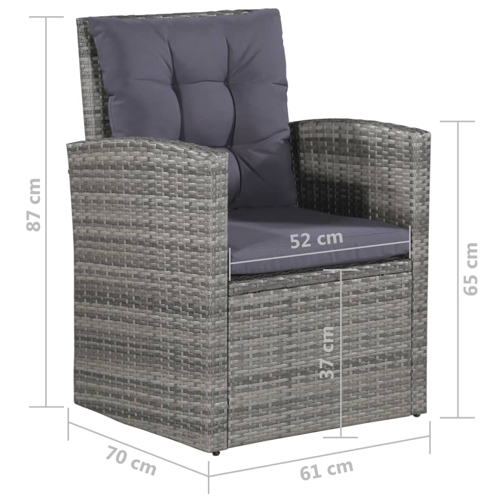 6-Delige Loungeset Met Kussens Poly Rattan Grijs