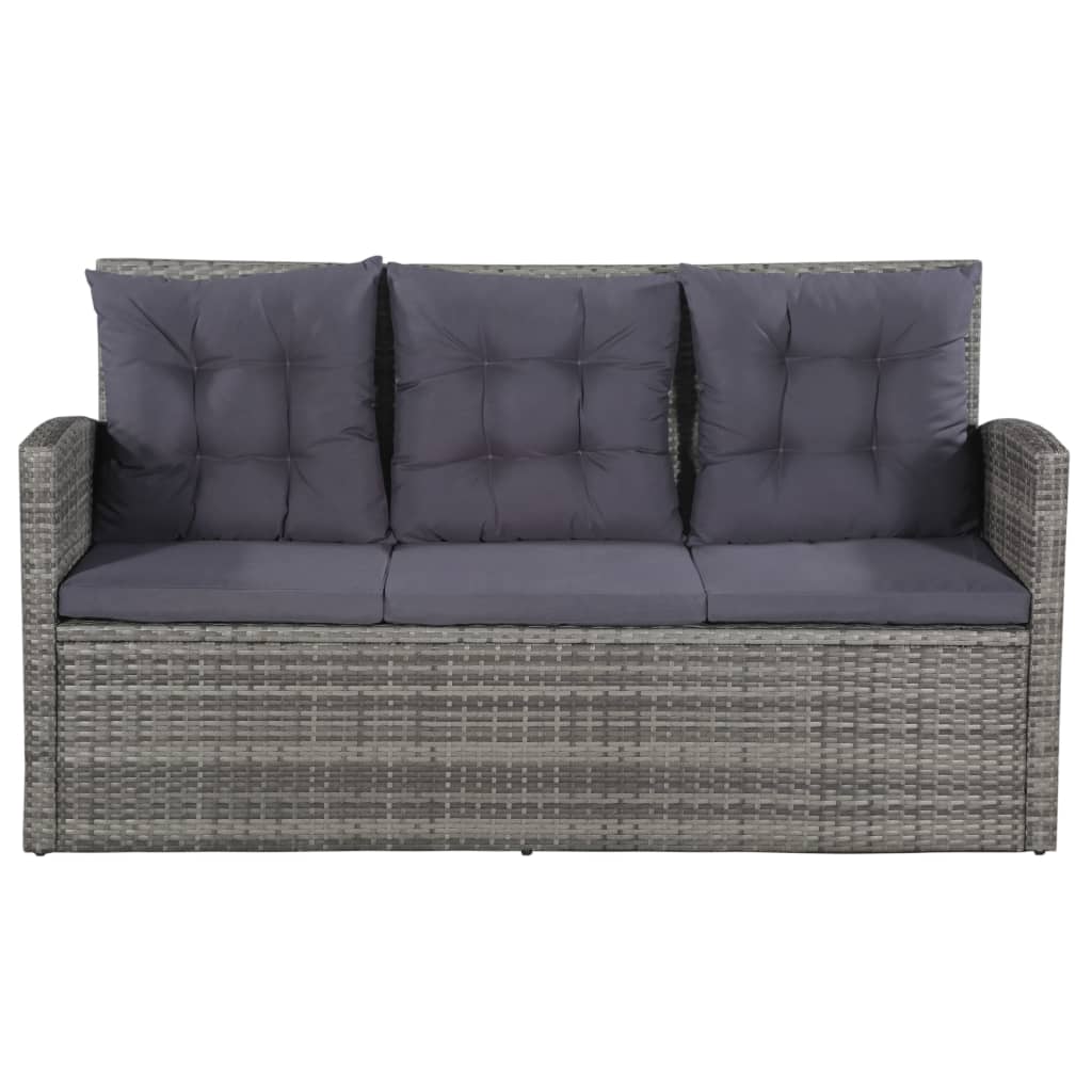 6-Delige Loungeset Met Kussens Poly Rattan Grijs