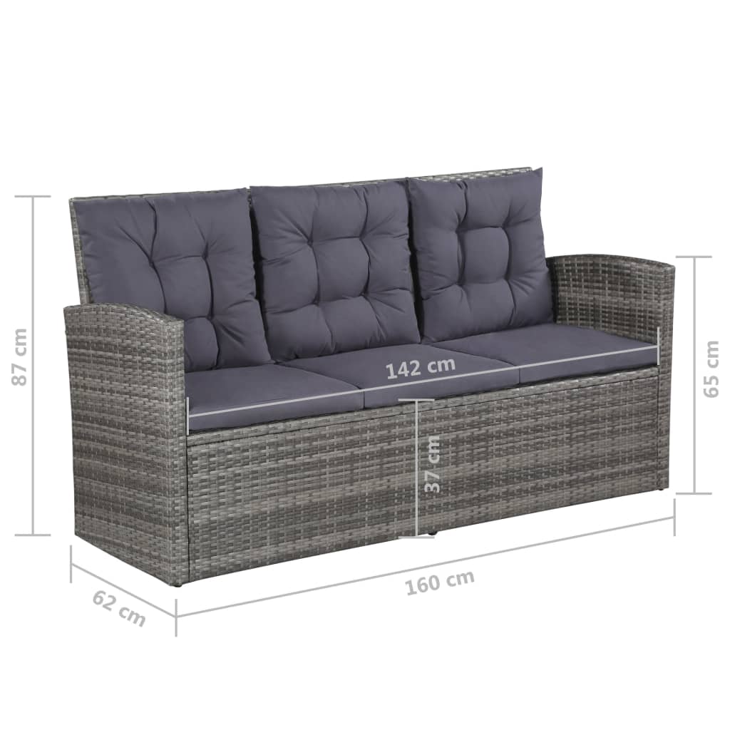 6-Delige Loungeset Met Kussens Poly Rattan Grijs