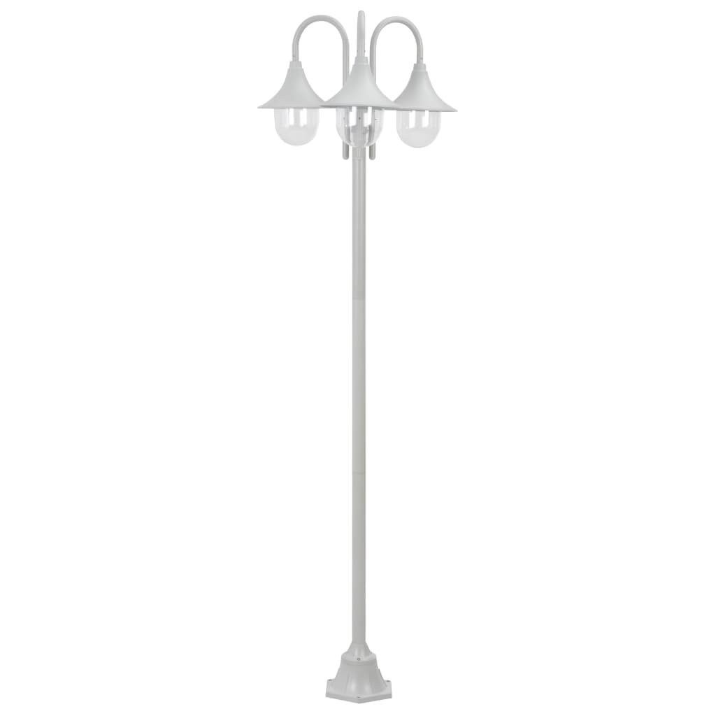 Paalverlichting tuin E27 220 cm aluminium wit 3-delig