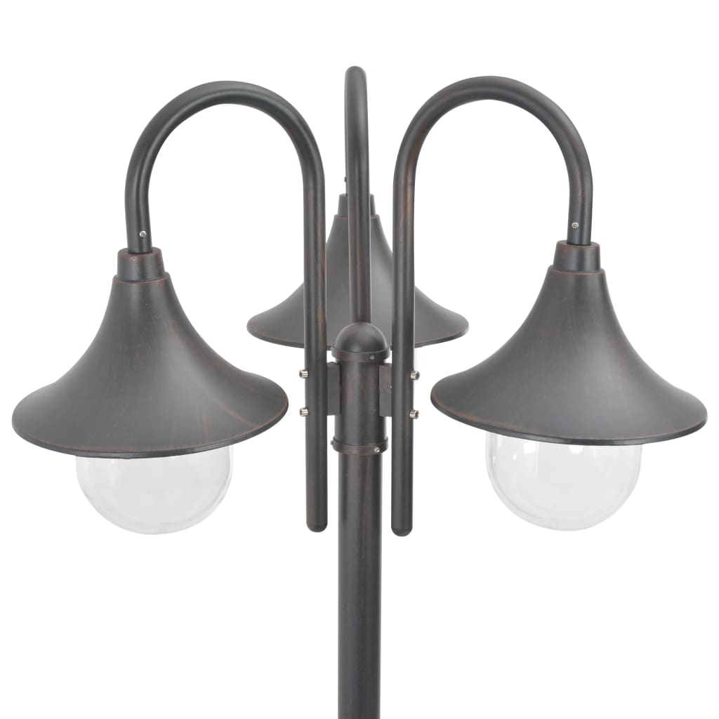 Paalverlichting tuin E27 220 cm aluminium brons 3-delig