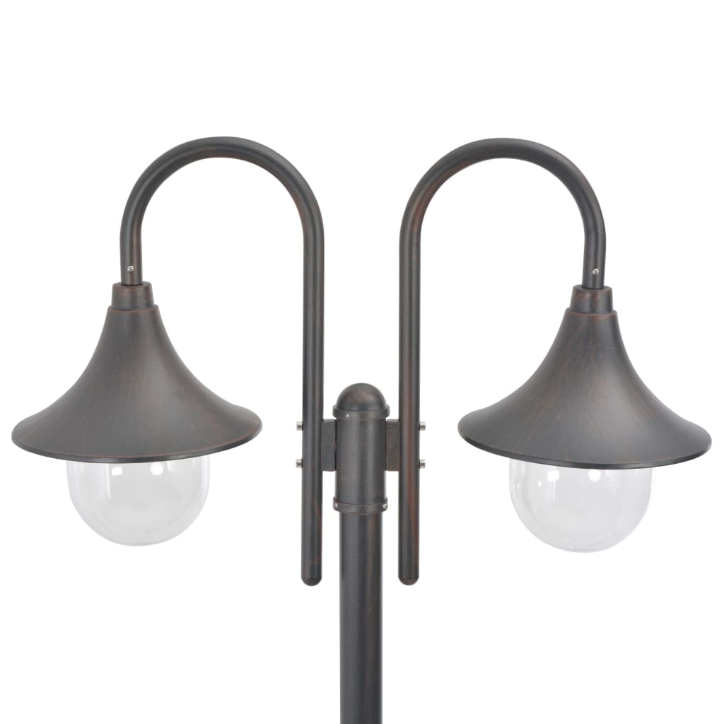 Paalverlichting tuin E27 220 cm aluminium brons 2-delig