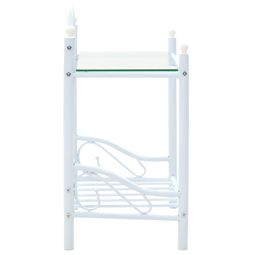 Nachtkastjes 45X30,5X60 Cm Staal En Gehard Glas Wit 1