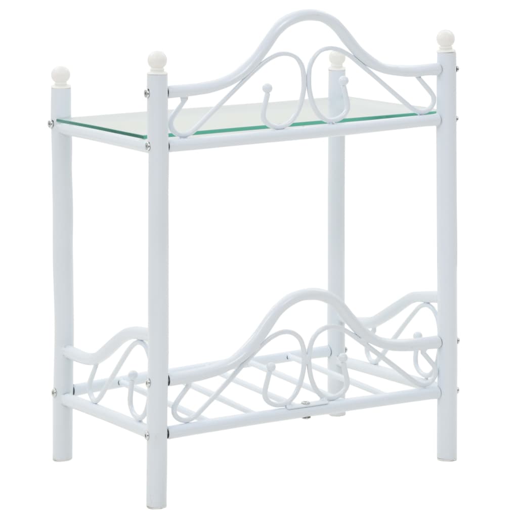 Nachtkastjes 45X30,5X60 Cm Staal En Gehard Glas Wit 1