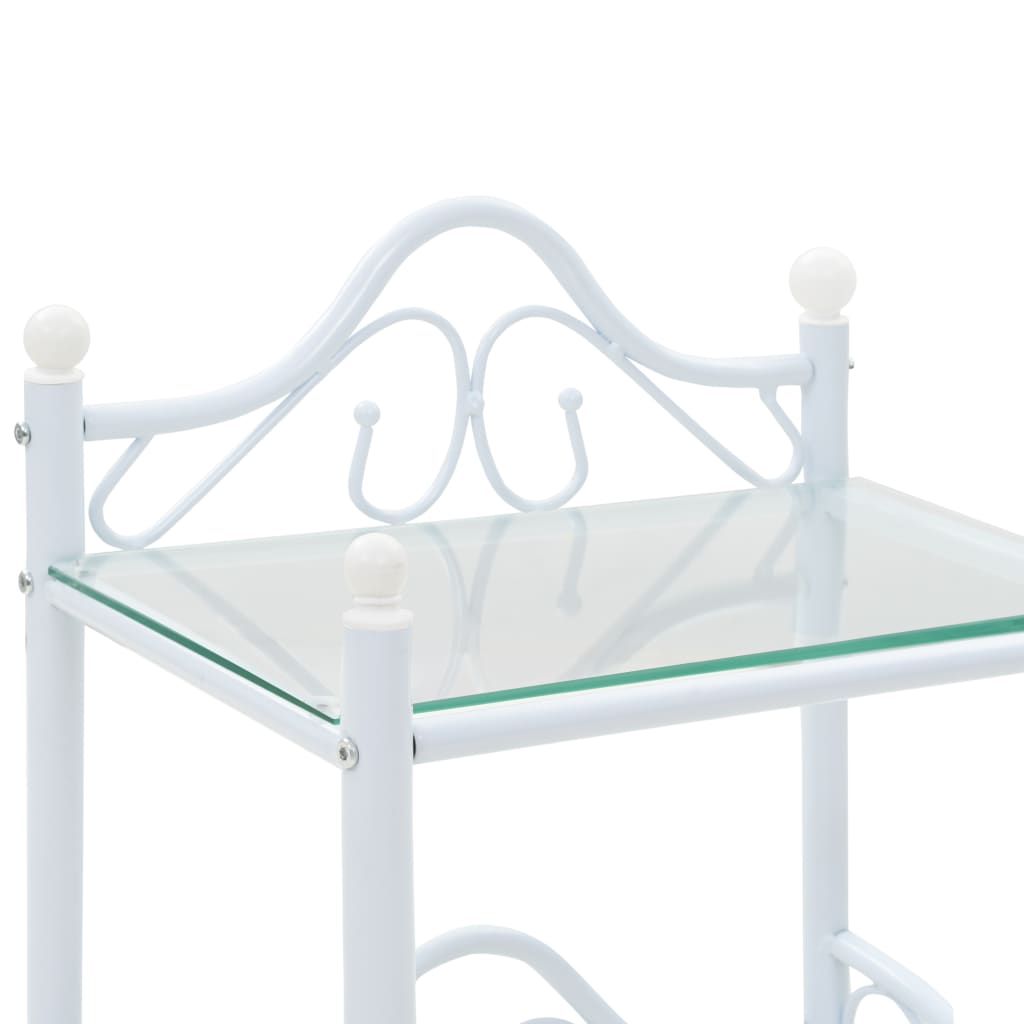 Nachtkastjes 45X30,5X60 Cm Staal En Gehard Glas Wit 1