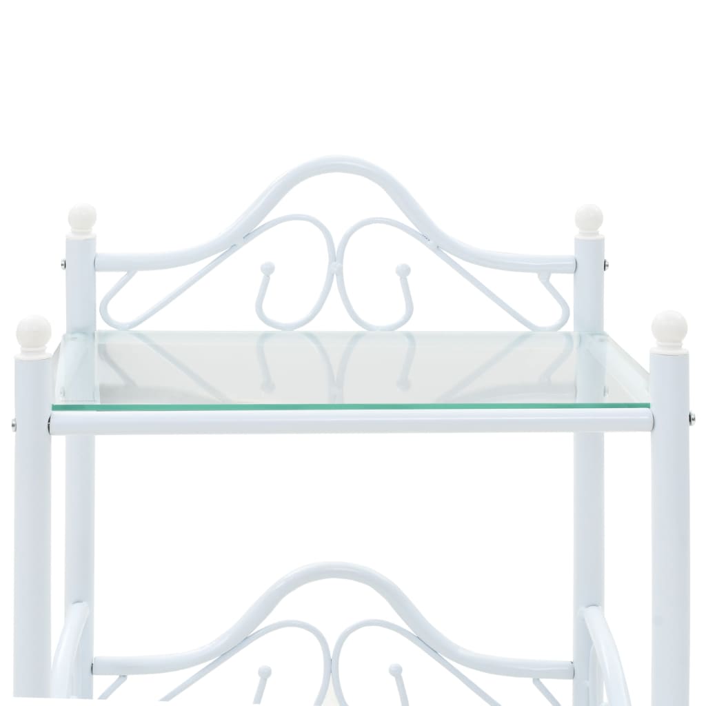 Nachtkastjes 45X30,5X60 Cm Staal En Gehard Glas Wit 1