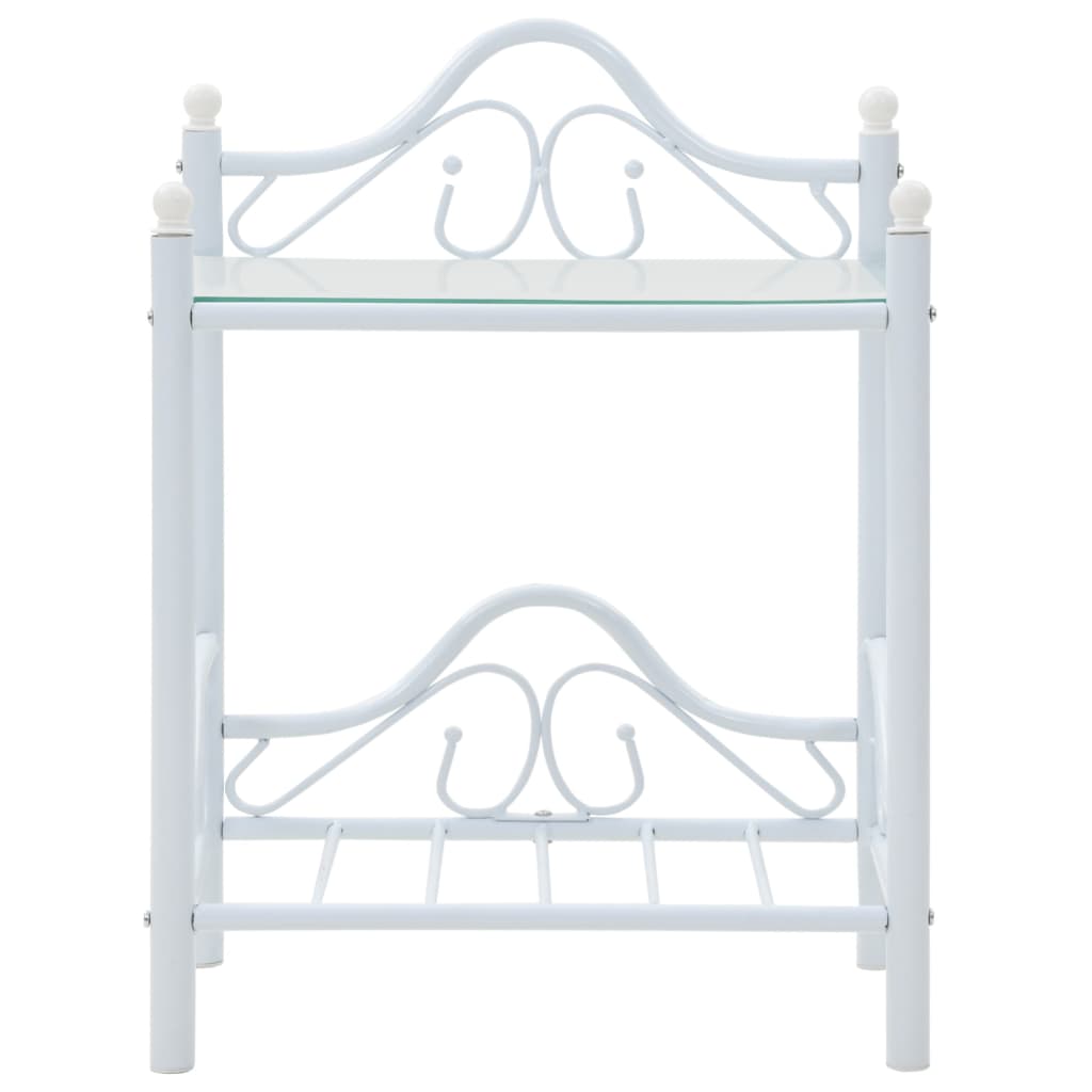 Nachtkastjes 45X30,5X60 Cm Staal En Gehard Glas Wit 2 St