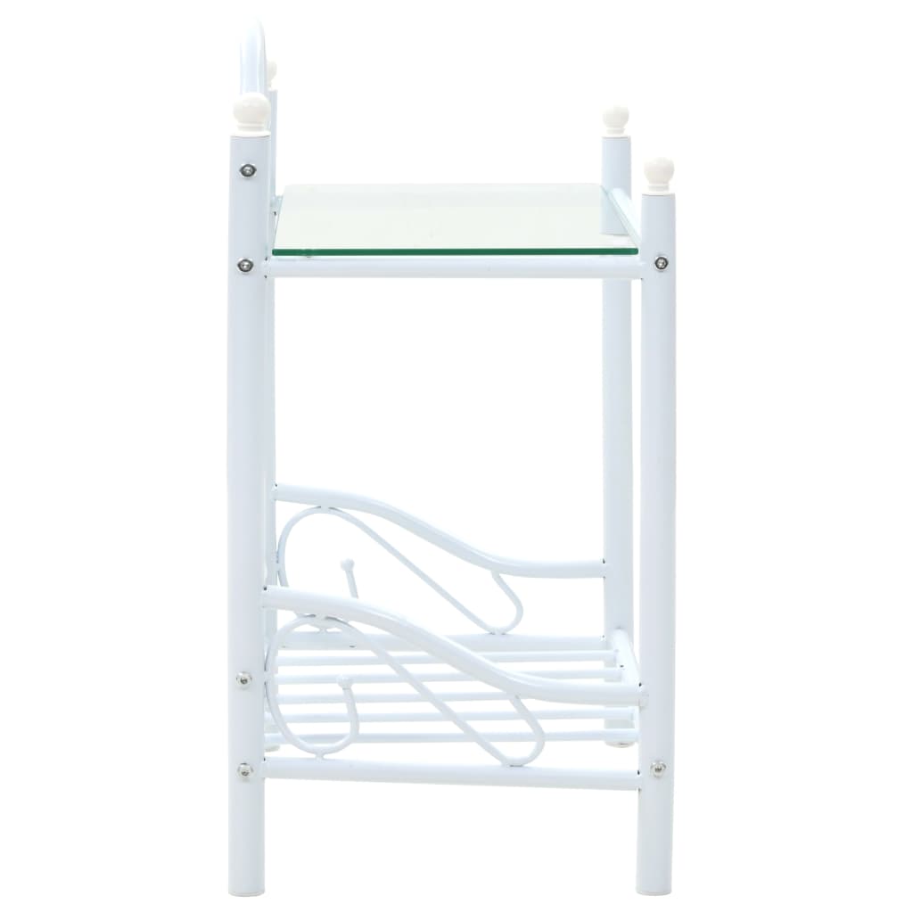 Nachtkastjes 45X30,5X60 Cm Staal En Gehard Glas Wit 2 St