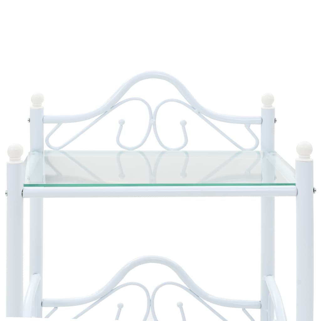 Nachtkastjes 45X30,5X60 Cm Staal En Gehard Glas Wit 2 St