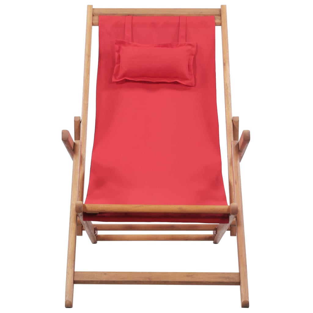 Strandstoel Inklapbaar Stof En Houten Frame Rood