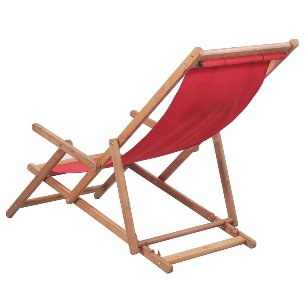 Strandstoel Inklapbaar Stof En Houten Frame Rood