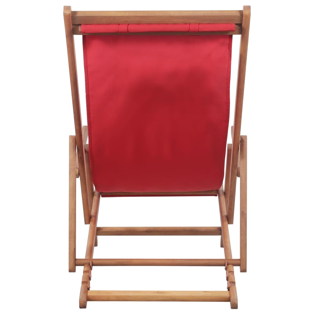 Strandstoel Inklapbaar Stof En Houten Frame Rood