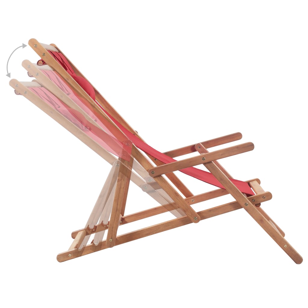 Strandstoel Inklapbaar Stof En Houten Frame Rood