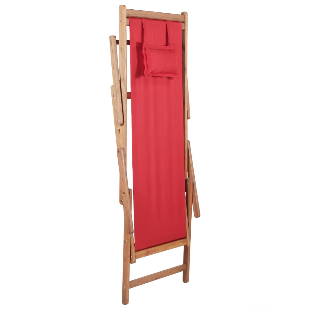 Strandstoel Inklapbaar Stof En Houten Frame Rood