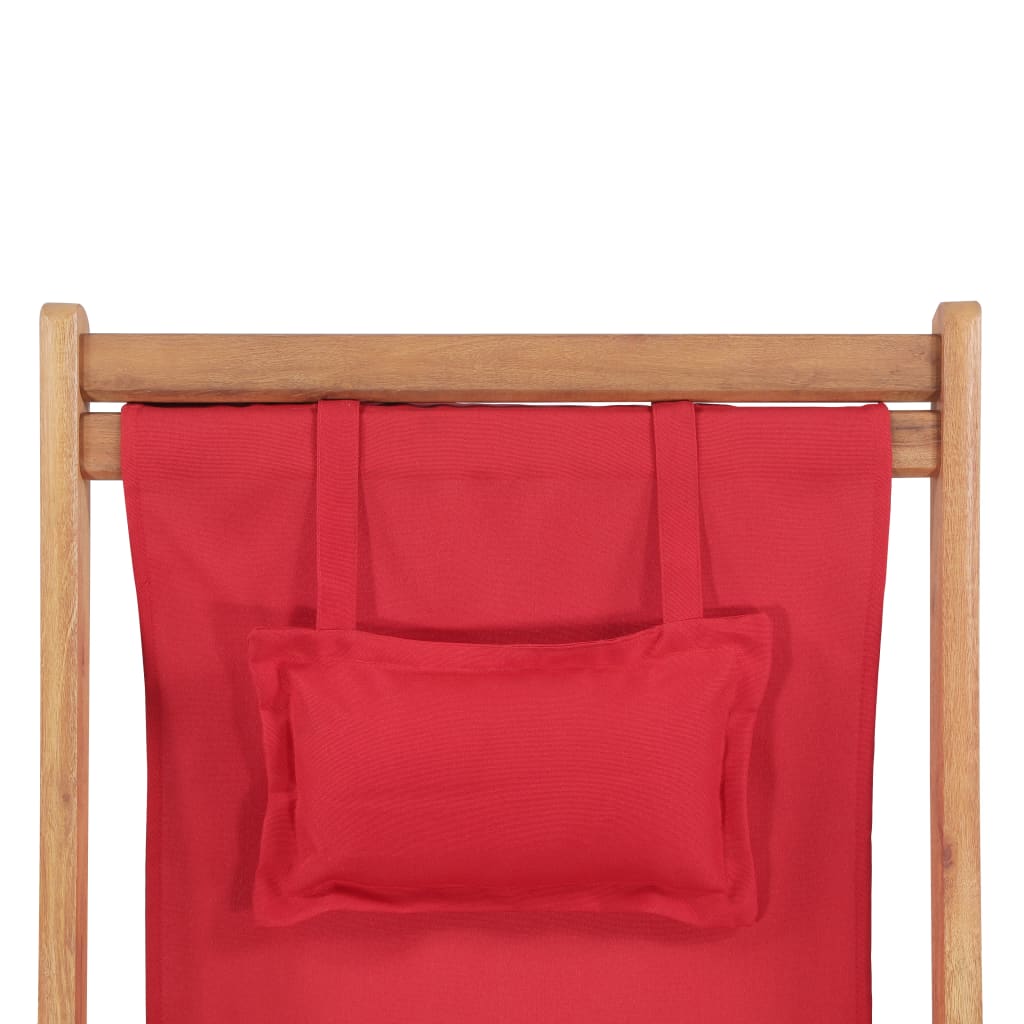 Strandstoel Inklapbaar Stof En Houten Frame Rood