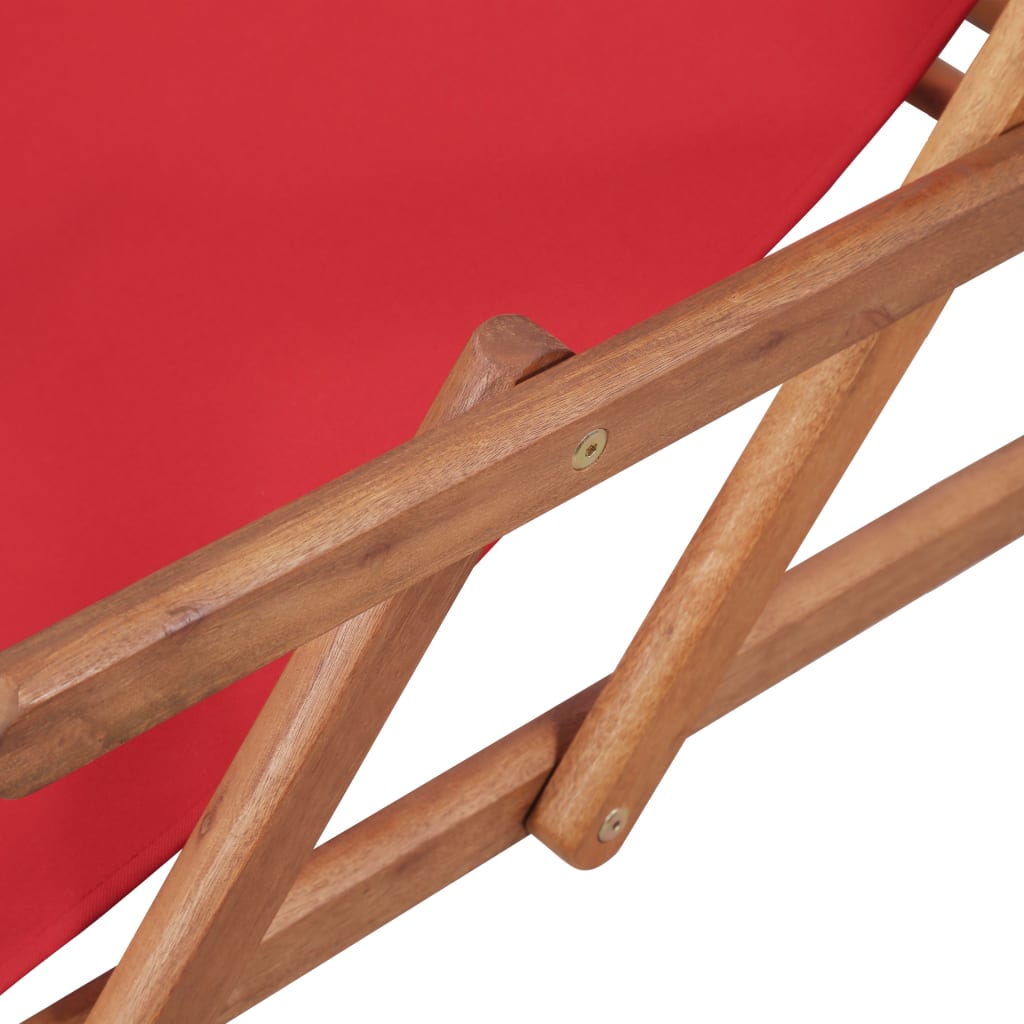 Strandstoel Inklapbaar Stof En Houten Frame Rood