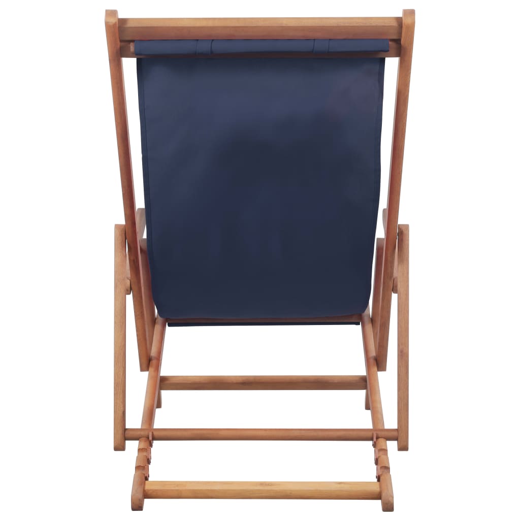 Strandstoel Inklapbaar Stof En Houten Frame Blauw