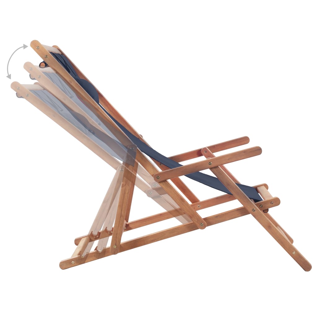 Strandstoel Inklapbaar Stof En Houten Frame Blauw