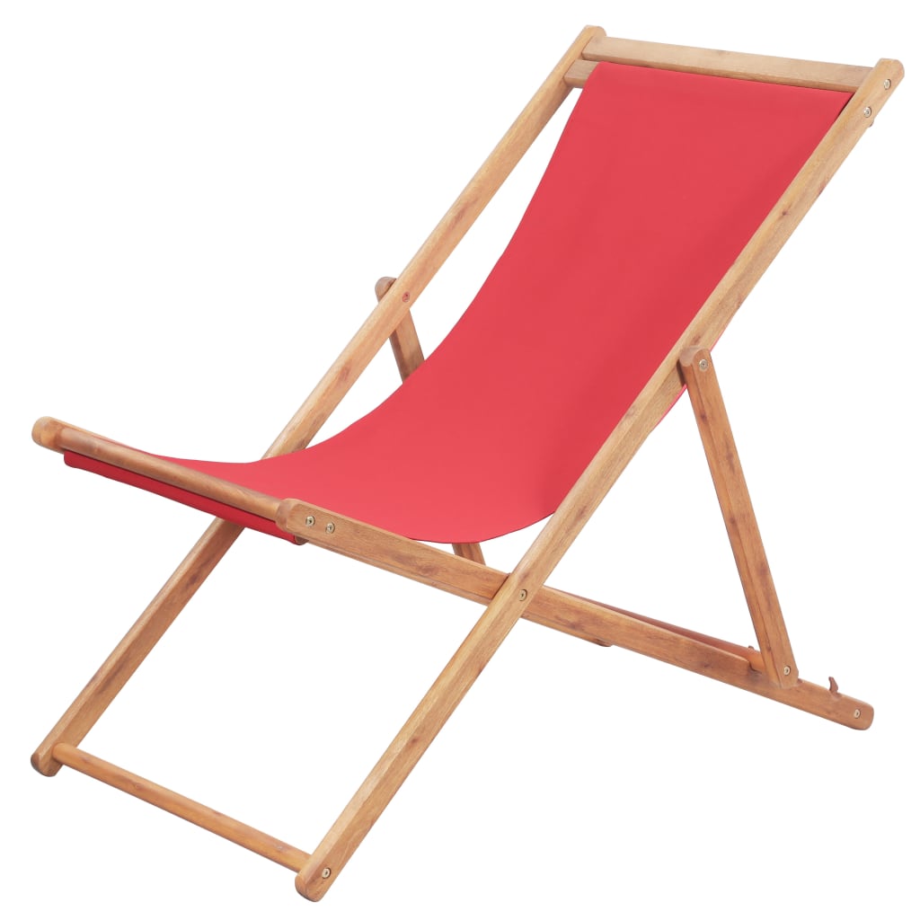 Strandstoel Inklapbaar Stof En Houten Frame Rood