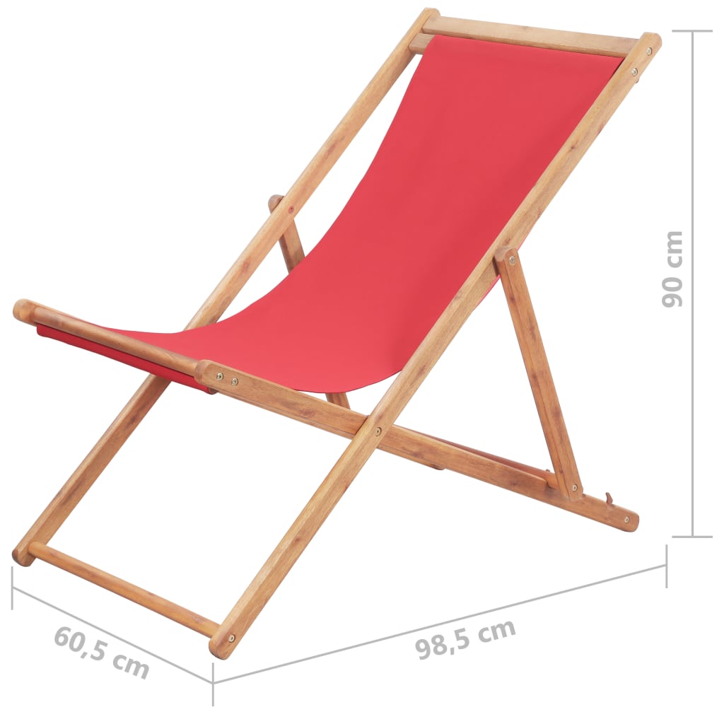 Strandstoel Inklapbaar Stof En Houten Frame Rood