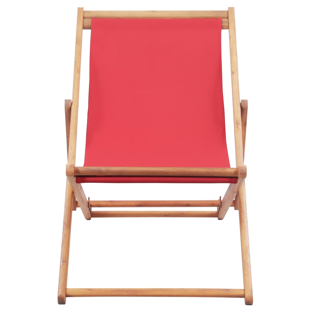 Strandstoel Inklapbaar Stof En Houten Frame Rood