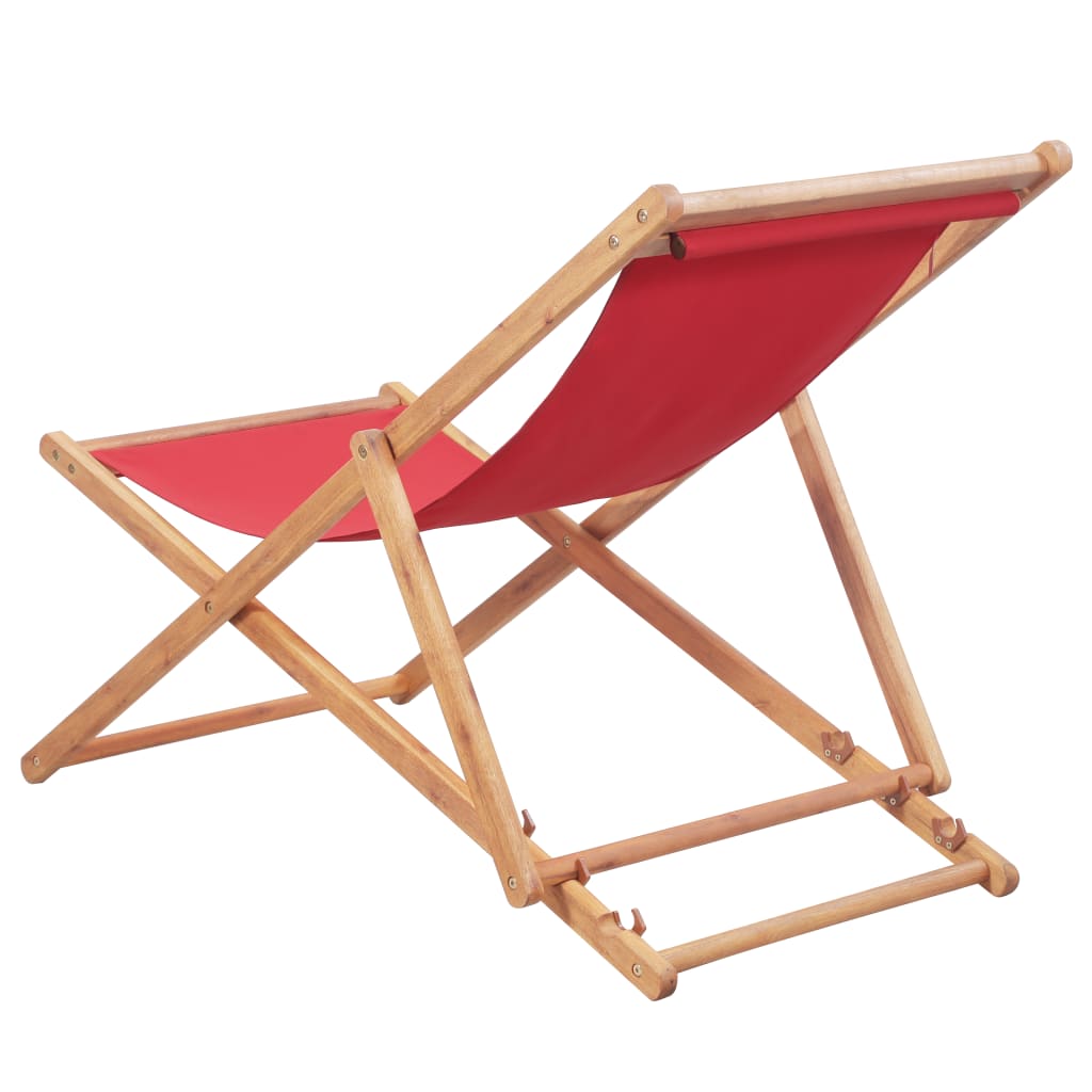 Strandstoel Inklapbaar Stof En Houten Frame Rood