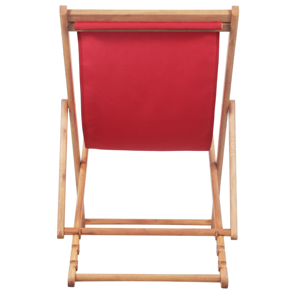 Strandstoel Inklapbaar Stof En Houten Frame Rood