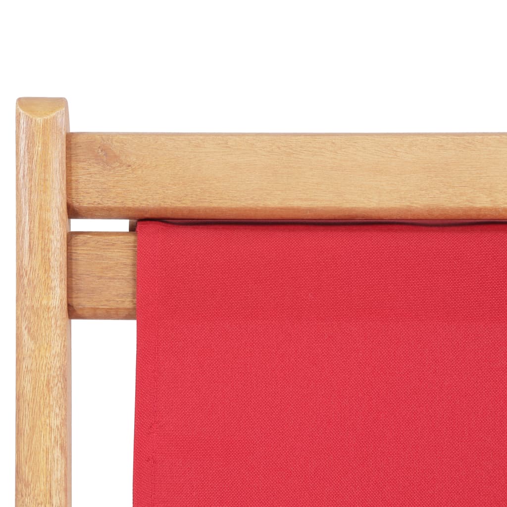 Strandstoel Inklapbaar Stof En Houten Frame Rood