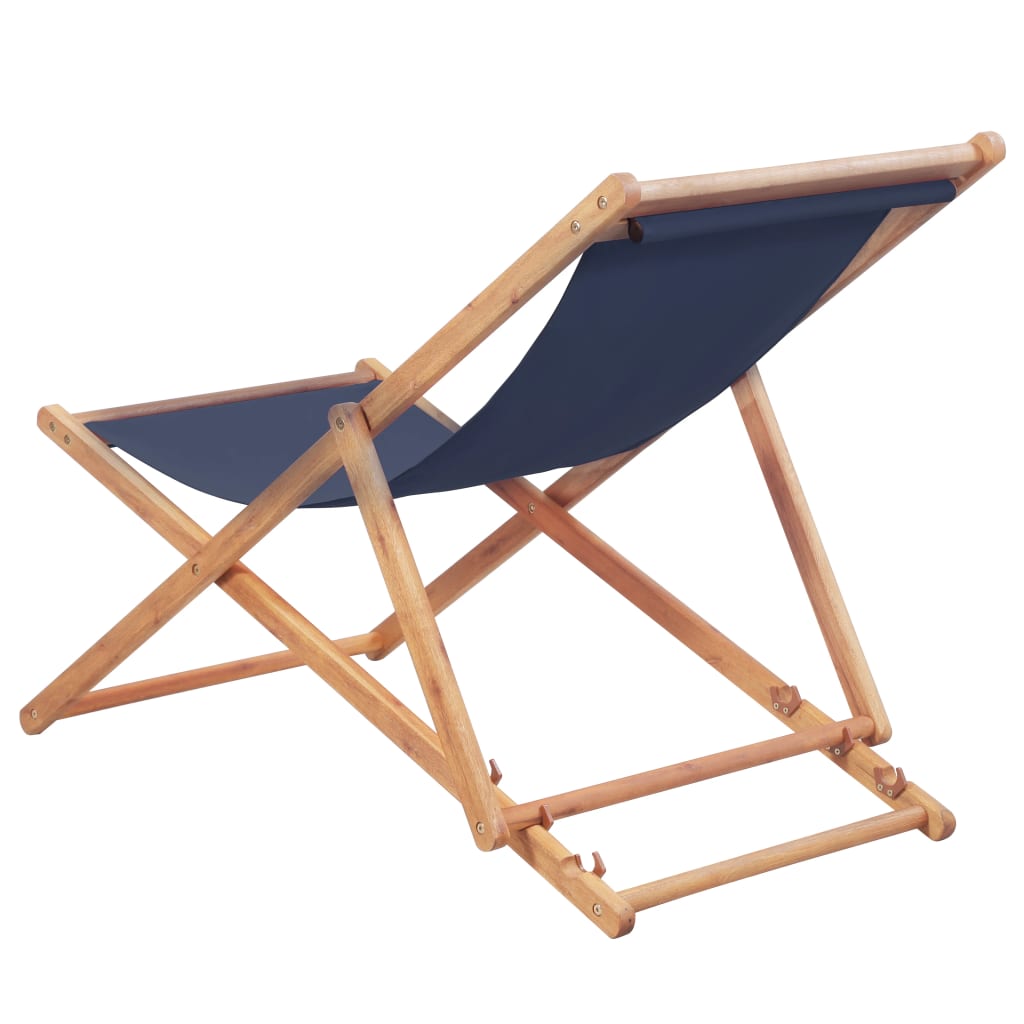 Strandstoel Inklapbaar Stof En Houten Frame Blauw