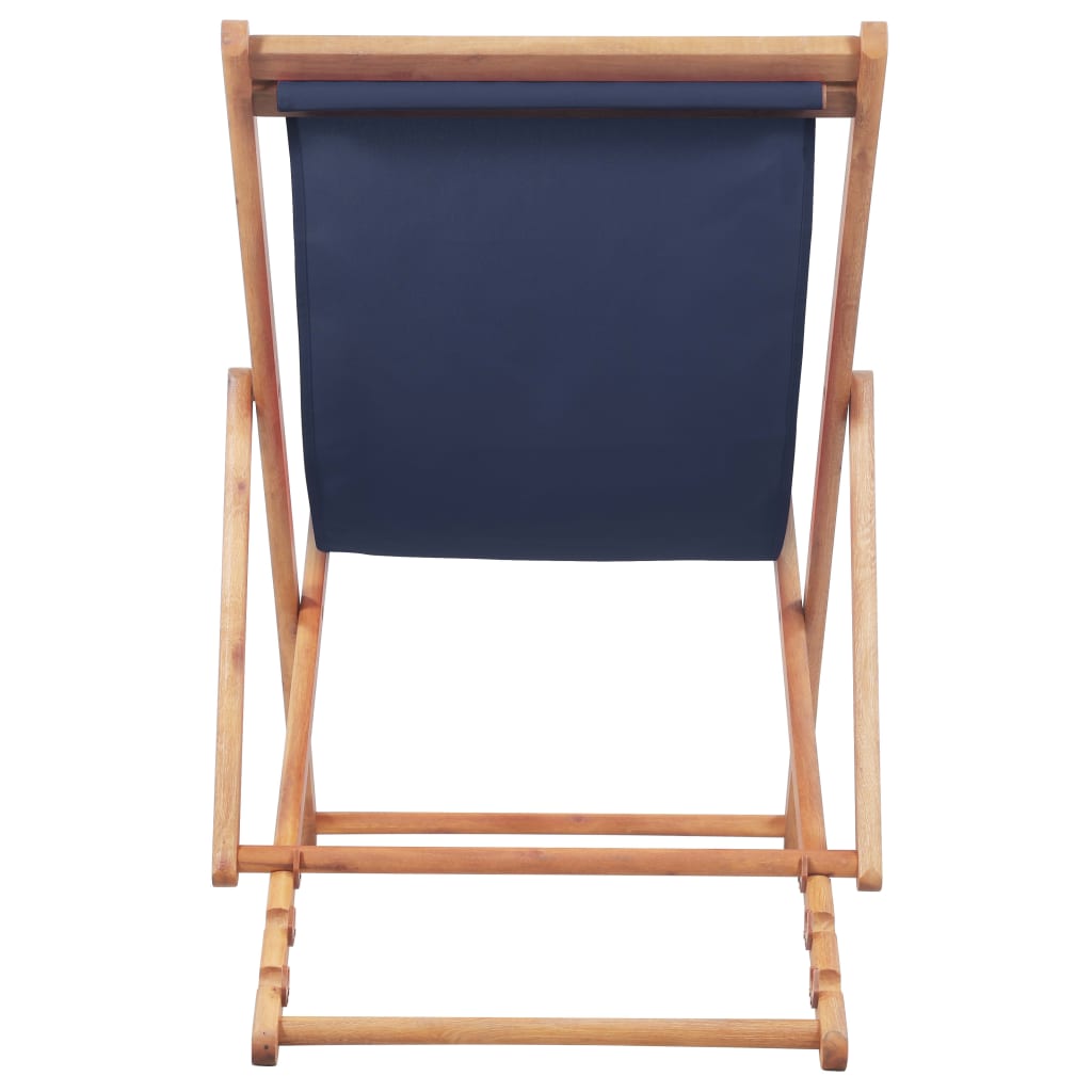 Strandstoel Inklapbaar Stof En Houten Frame Blauw