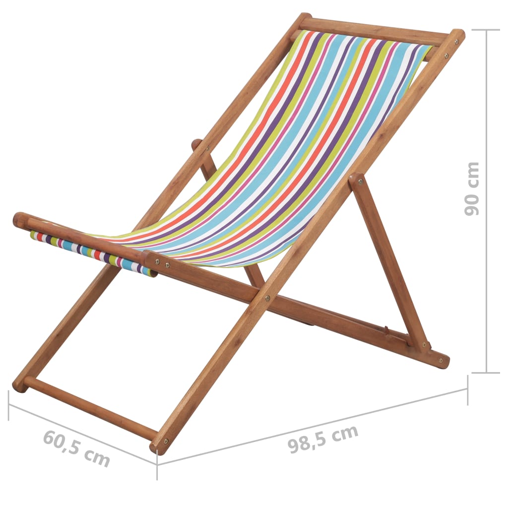 Strandstoel Inklapbaar Stof En Houten Frame Meerkleurig Multikleur