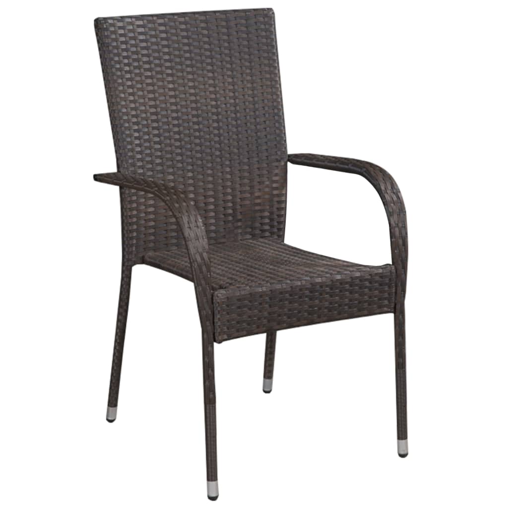 Tuinstoelen Stapelbaar 2 St Poly Rattan Bruin Bruin