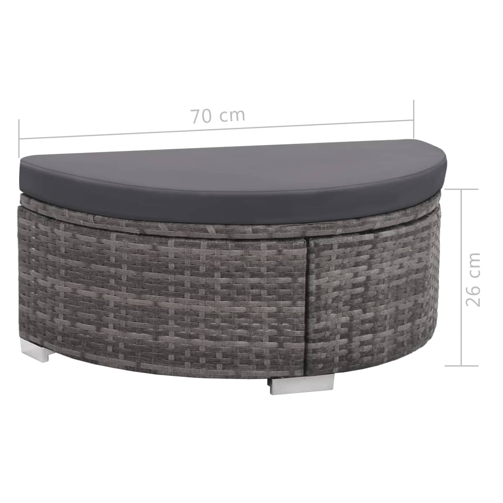 8-Delige Loungeset Met Kussens Poly Rattan Grijs