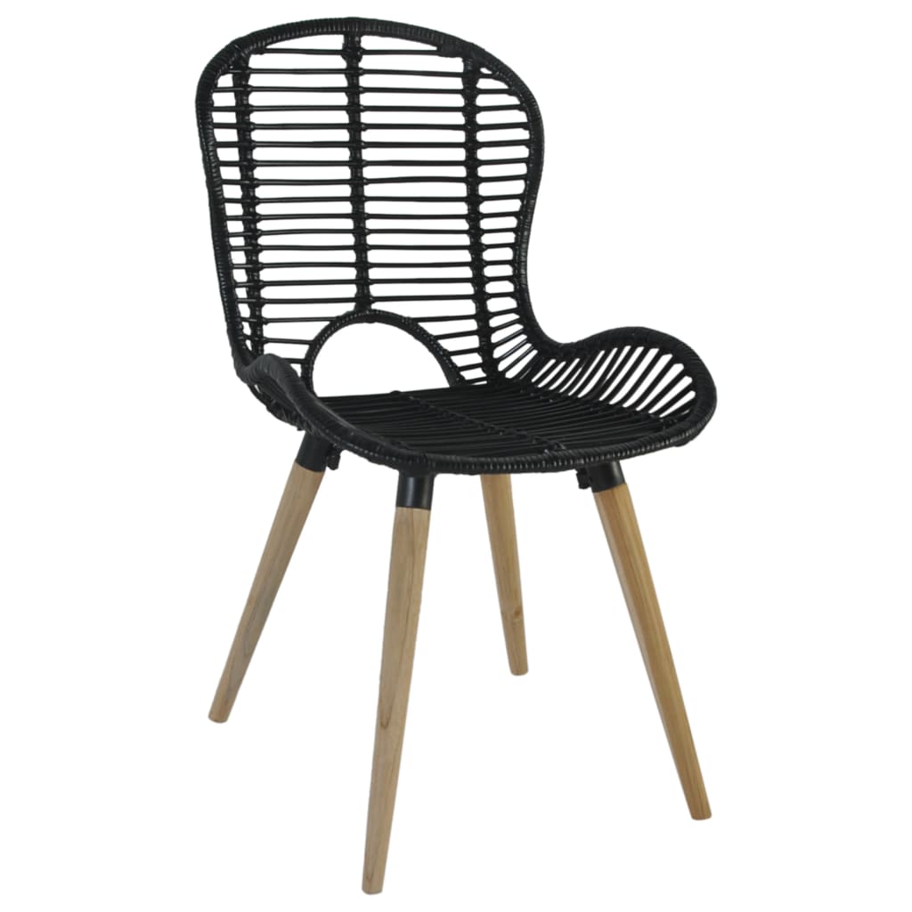 Eetkamerstoelen Natuurlijk Rattan 2 Zwart