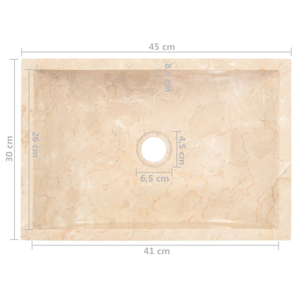 Gootsteen 45X30X12 Cm Marmer Hoogglans Crèmekleurig