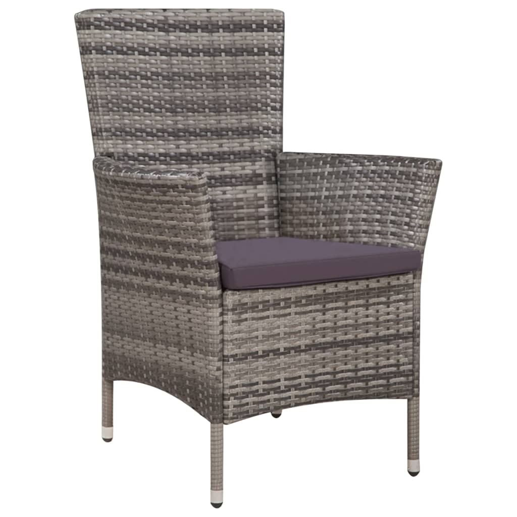 -Delige Bistroset Poly Rattan Grijs