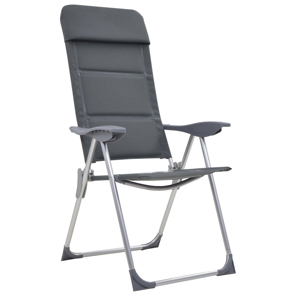 Campingstoelen 58x69x111 cm aluminium grijs 2 st