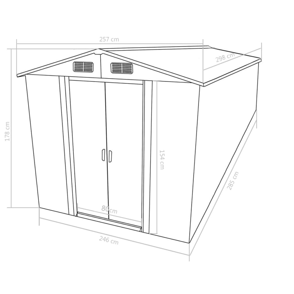 Tuinschuur Metaal 257 x 298 x 178 cm Groen