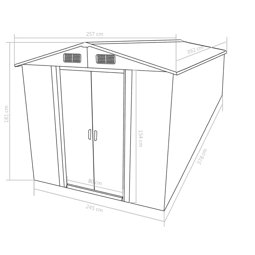 Tuinschuur Metaal Kleurig 257 x 392 x 181 cm Antraciet