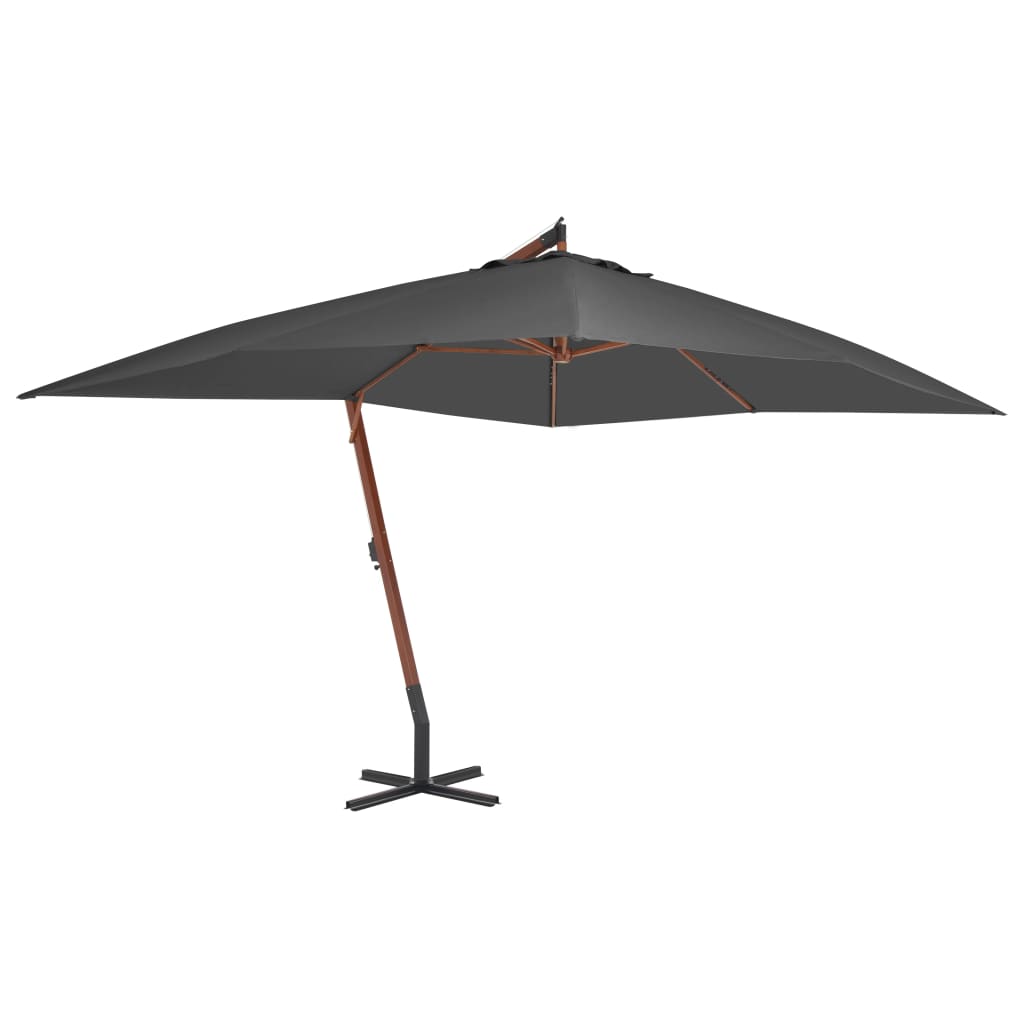 Zweefparasol Met Houten Paal 400X300 Cm Antraciet