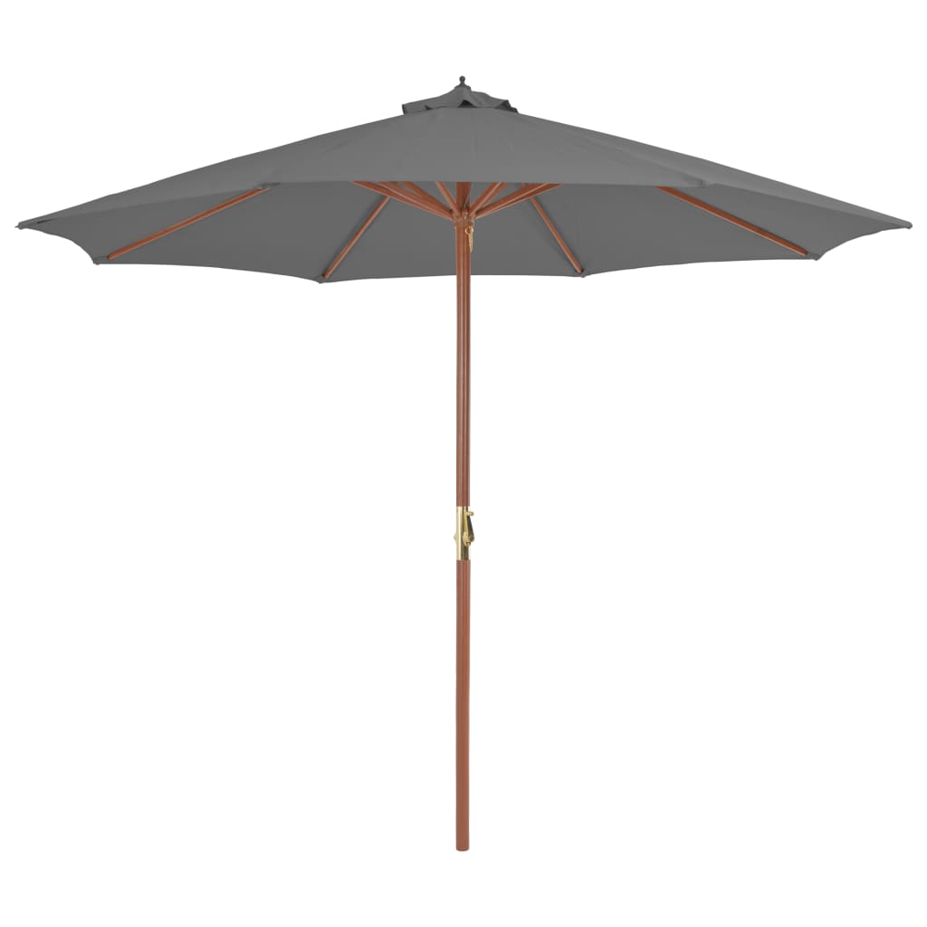 Parasol Met Houten Paal 300 Cm Antraciet Grijs