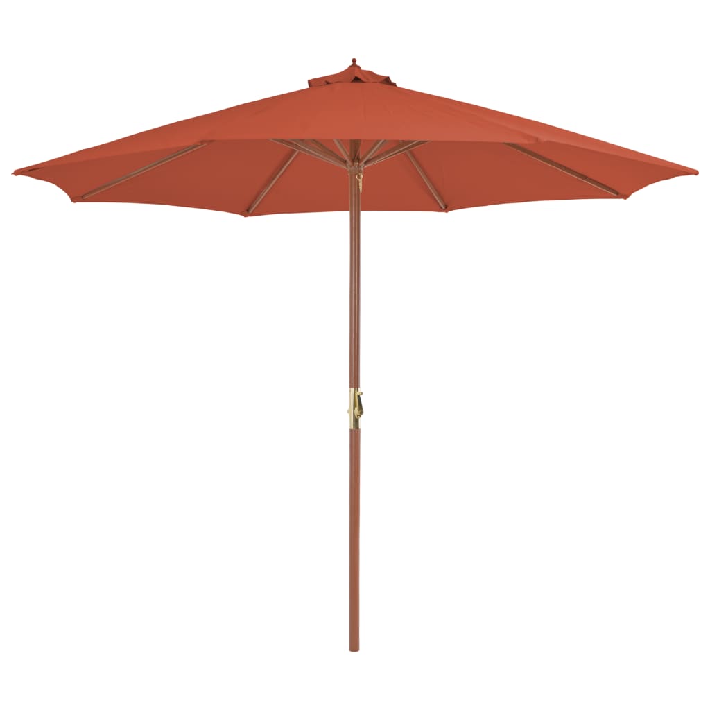 Parasol Met Houten Paal 300 Cm Terracotta orange