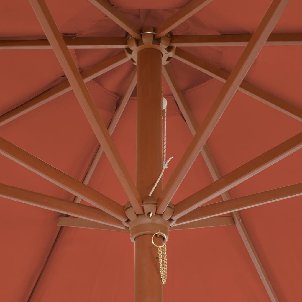 Parasol Met Houten Paal 300 Cm Terracotta orange